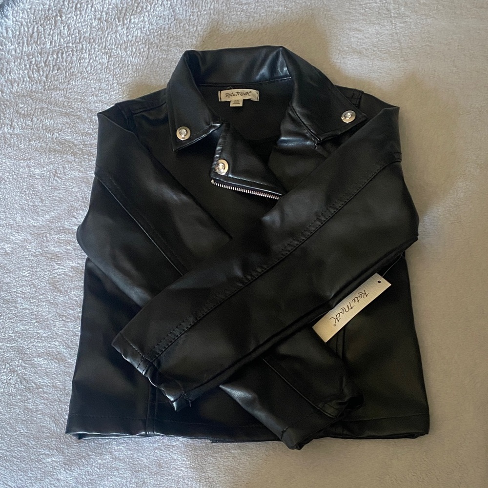 Hot Kiss Black Faux Leather Jacket with Silver Details